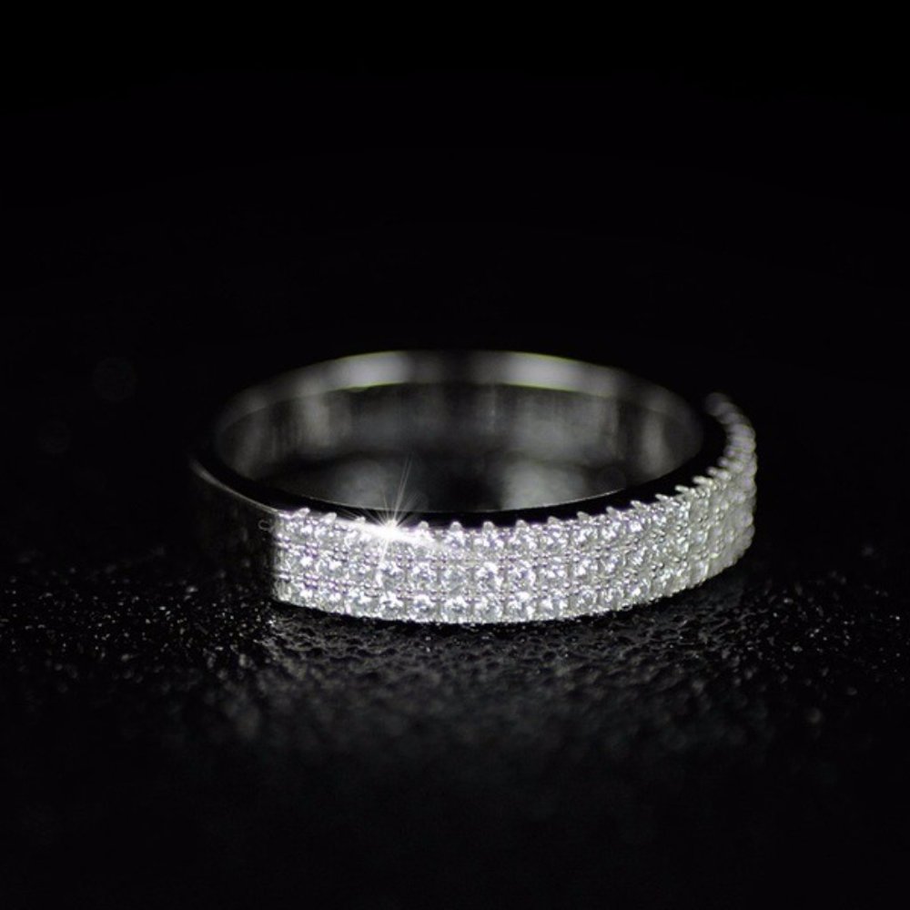 NEW*925 Sterling Silver Diamond Wedding Ring - Picture 7 of 7